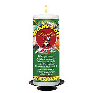 Personalised Thank You Teacher Candle Gift - Greatest Teacher with Photo Green