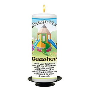 Personalised Thank You Teacher Candle Gift - Greatest Teacher with Photo Green