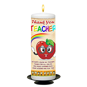 Personalised Thank You Teacher Candle Gift - Greatest Teacher with Photo Green