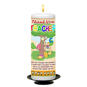 Personalised Thank You Teacher Candle Gift - Greatest Teacher with Photo Green