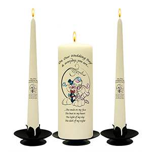 Personalised Wedding Candles - Family Crests Crest Gold Script