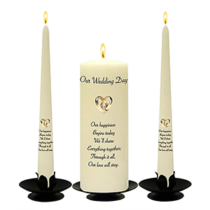 Personalised Wedding Candles - Family Crests Crest Gold Script
