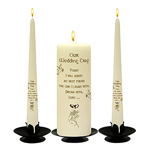 Personalised Wedding Candles - Family Crests Crest Gold Script