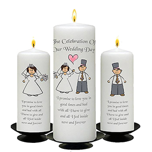 Personalised Wedding Candles - Trinity Knot & Swirls Gold Set (1 x 9 inch & 2 x 6 inch Candles)