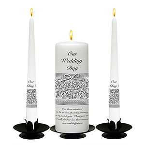 Personalised Wedding Candles - Family Crests Black Script