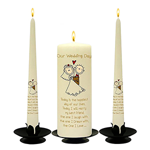 Personalised Wedding Candles - Family Crests Crest Gold Script
