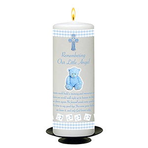 Personalised Remembrance Candle - Angel Wings Blue
