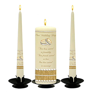 Personalised Wedding Candles - Family Crests Crest Gold Script