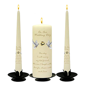 Personalised Wedding Candles - Family Crests Crest Gold Script