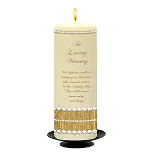 Personalised Wedding Remembrance Candle - Celtic Cross & Rings Gold