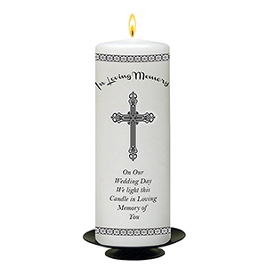 Personalised Wedding Remembrance Candle - Celtic Cross & Rings Gold