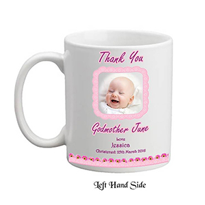 Personalised Godfather Mug Gift - Forget Me Knots Blue with Photo