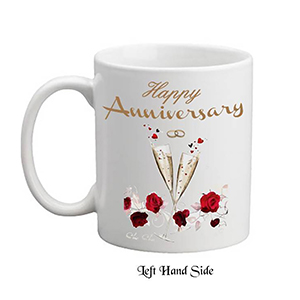 Personalised Wedding Anniversary Mug Gift - Golden (50th) Ribbons with Photo