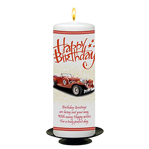 Personalised Birthday Candle - Red Newpaper with photo