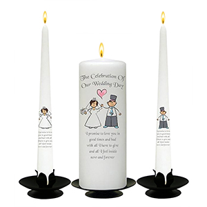 Hand To Hand Silver Wedding Candles (Ivory/White)