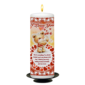 Personalised Valentines Candle Gift - Teddy Heart with Photo