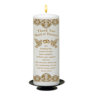 Personalised Wedding Thank you Candle Gift - Doves - Bridesmaid