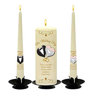 Personalised Wedding Candles - Family Crests Crest Gold Script