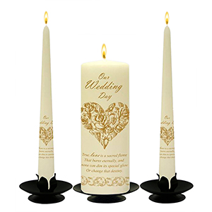 Personalised Wedding Candles - Family Crests Crest Gold Script