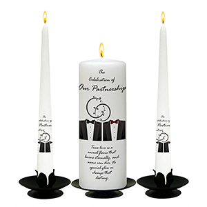 Hand To Hand Silver Wedding Candles (Ivory/White)