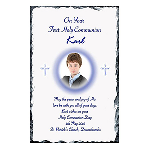 Personalised 1st Holy Communion Candle - Gold Frame with Photo Boy