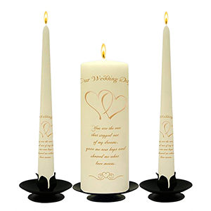 Personalised Wedding Candles - Family Crests Crest Gold Script