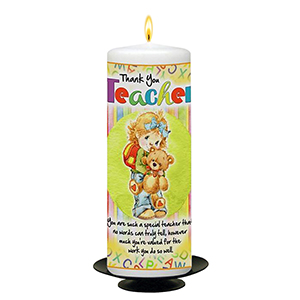 Personalised Thank You Teacher Candle Gift - Greatest Teacher with Photo Green