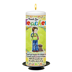 Personalised Thank You Teacher Candle Gift - Greatest Teacher with Photo Green