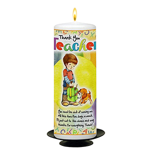 Personalised Thank You Teacher Candle Gift - Greatest Teacher with Photo Green