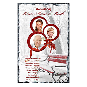 Personalised Christmas Remembrance Slate - Robin & Berries