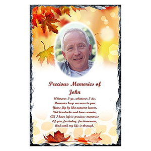 Personalsied Remembrance Slate - Blue Rose & Robin with Photo