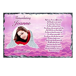 Personalsied Remembrance Slate - Blue Rose & Robin with Photo