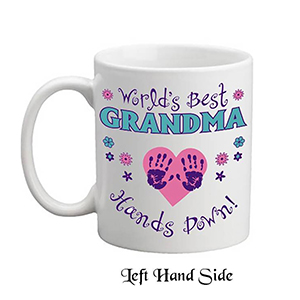 Personalised Mothers Day Mug Gift - Heart & Flowers Grandma