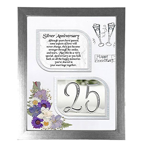 Anniversary Frame - 25th (Silver) Anniversary Flowers & Verse & Photo