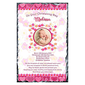 Personalised Boy Christening Slate Gift - All Things Nice Blue with Photo