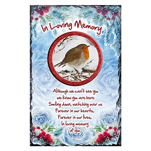 Personalised Christmas Remembrance Slate - Robin & Berries