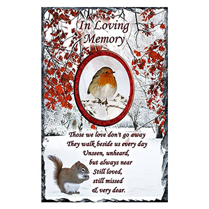 Personalised Christmas Remembrance Slate - Robin & Berries