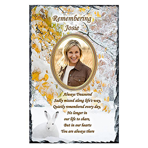 Personalised Christmas Remembrance Slate - Robin & Berries