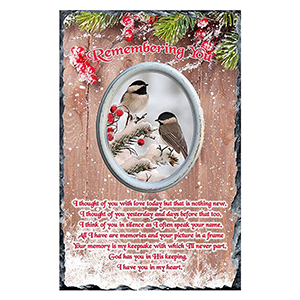 Personalised Christmas Remembrance Slate - Robin & Berries