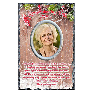 Personalised Christmas Remembrance Slate - Robin & Berries