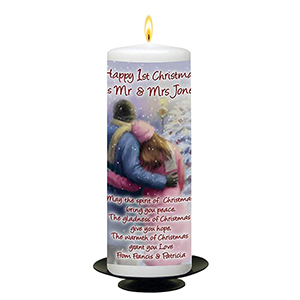 Personalsied Christmas Candle Gift - Baby Bear Decorating Your First Xmas