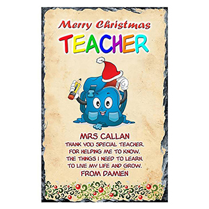 Personalised Christmas Teacher Candle Gift - Waving Elf