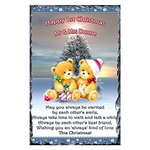 Personalsied Christmas Candle Gift - Baby Bear Decorating Your First Xmas