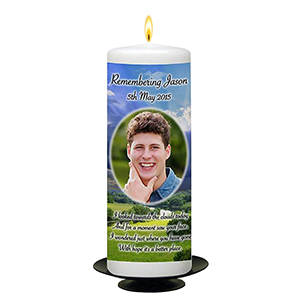 Personalised Remembrance Candle - Boat Sunset with Photo