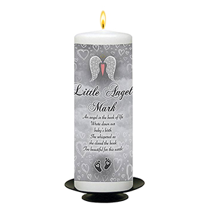Personalised Remembrance Candle - Angel Wings Blue