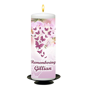 Personalised Remembrance Candle - Butterfly & Sunflowers