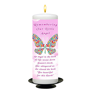 Personalised Remembrance Candle - Angel Wings Blue