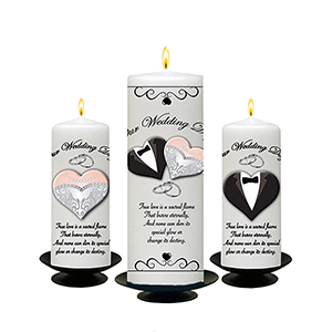 Personalised Wedding Candles - Trinity Knot & Swirls Gold Set (1 x 9 inch & 2 x 6 inch Candles)