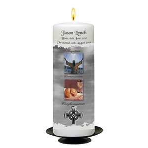 Personalised Christening Candle - BCC Silver Parchment