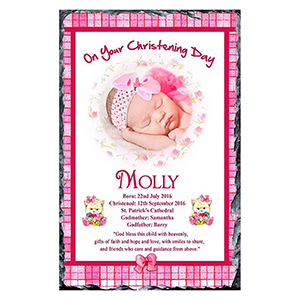 Personalised Boy Christening Slate Gift - All Things Nice Blue with Photo